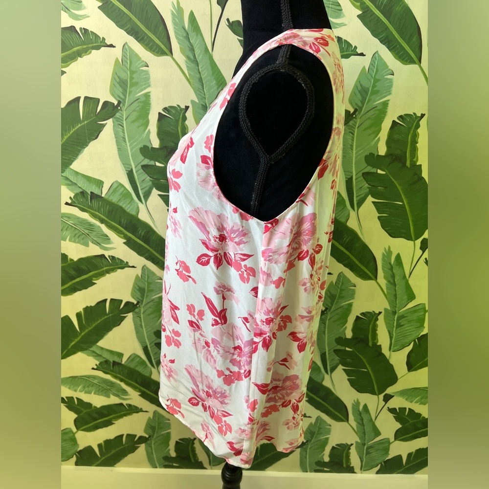 Joie Aruna Floral Sleeveless Silk Blouse Tank Top White Pink‎ Womens Small NWT - Picture 6 of 10
